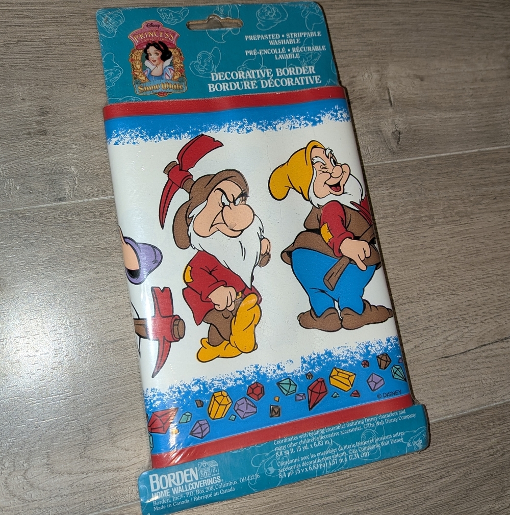New Vintage Disney Snow White 7 Dwarfs Decorative Border 15 Ft X 2 (30ft Total)